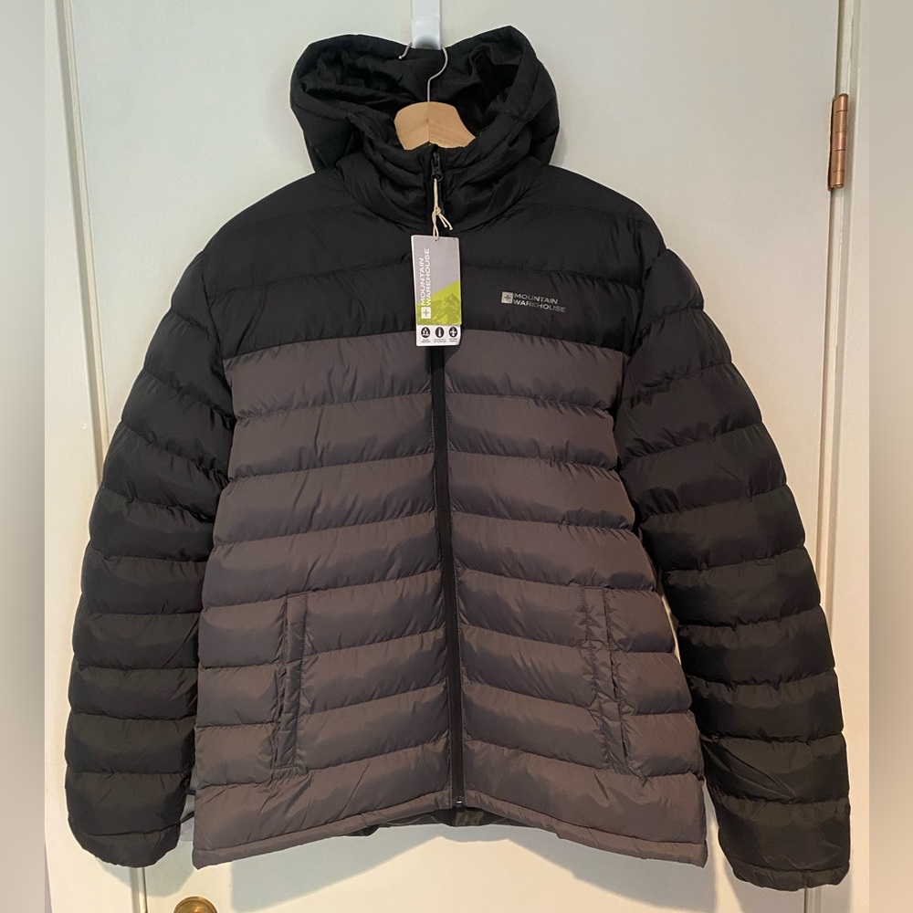 Black/Grey Columbia puffer coat, new with tags attached